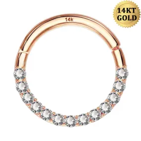 14K Rose Gold 18G Segment Septum Ring CZ Daith Earring