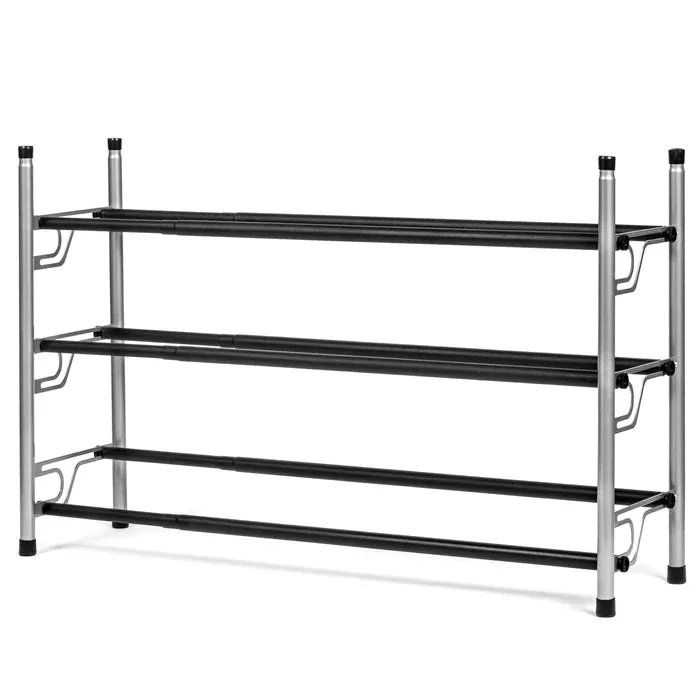 3 Tier Dual Position Slide & Adjust Shoe Rack L 22.08-43.7 X W 8.98 X H 19.69