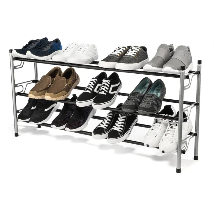 3 Tier Dual Position Slide & Adjust Shoe Rack L 22.08-43.7 X W 8.98 X H 19.69