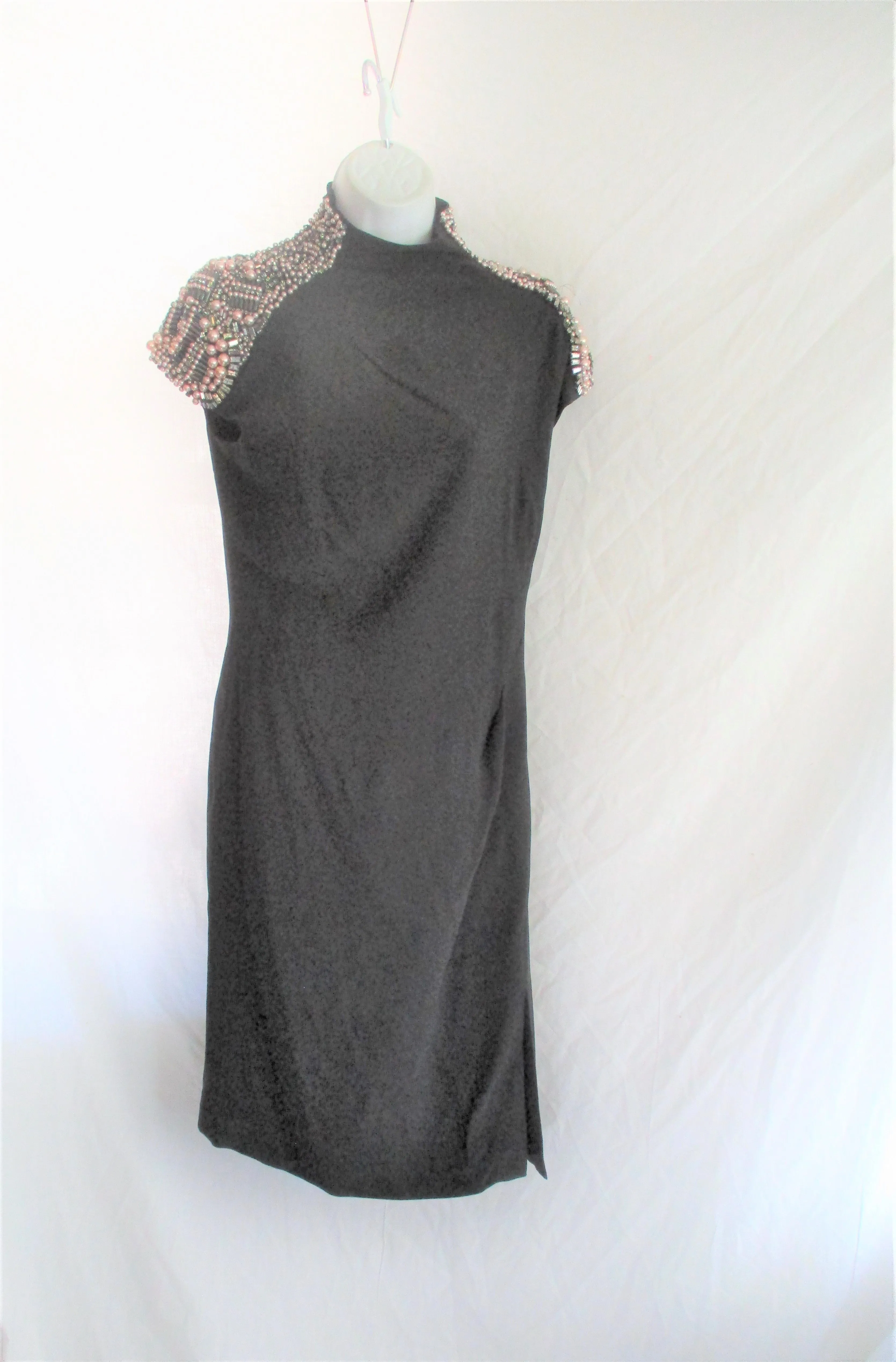 ALBERTA FERRETTI BEADED Dress 6 Black Formal Luxury Fancy