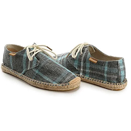 Alexis Leroy Checked Canvas Men Espadrilles New Blue 41 M EU / 7-7.5 M US