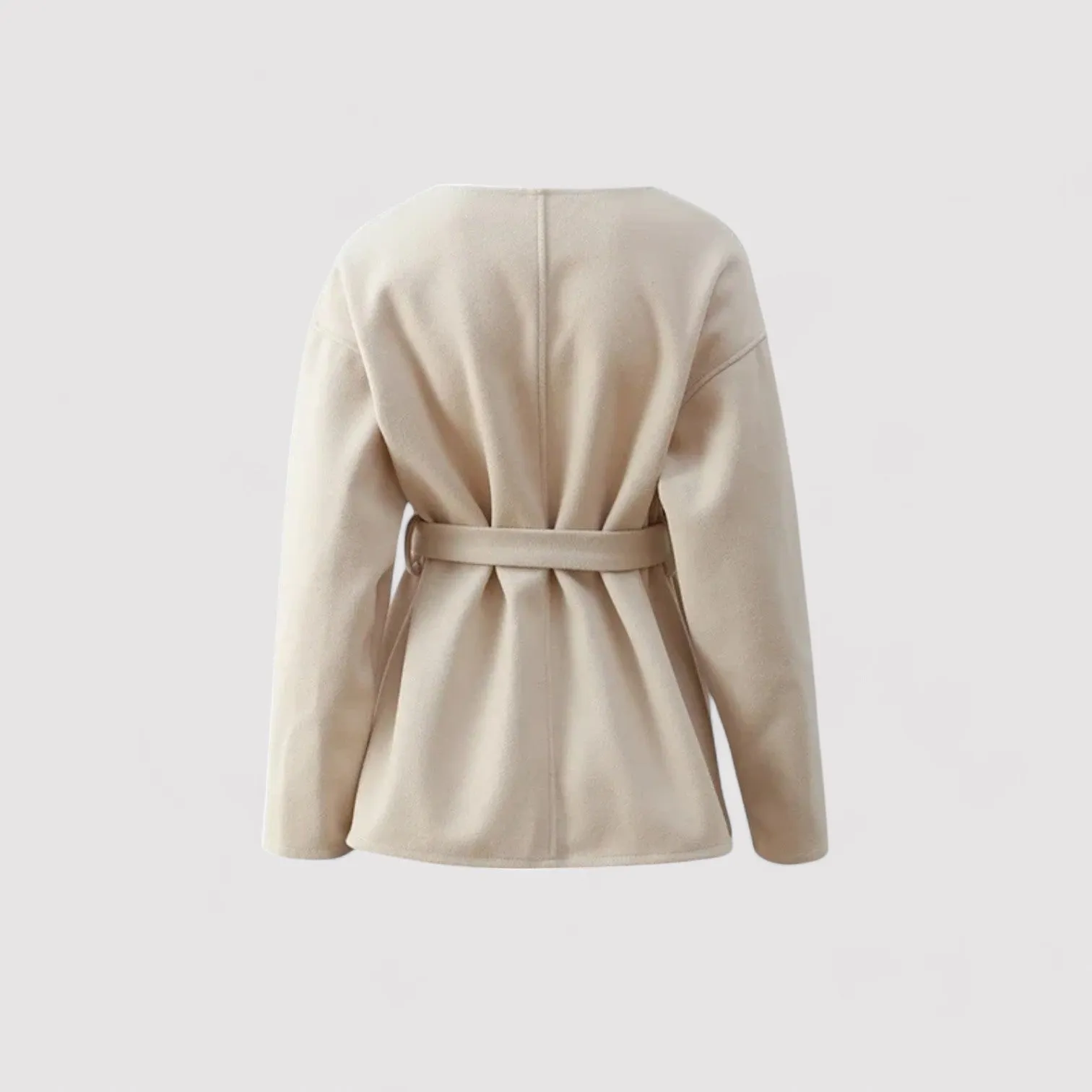 Ancien | Chic Midi Coat With Belt V-Neck Jacket