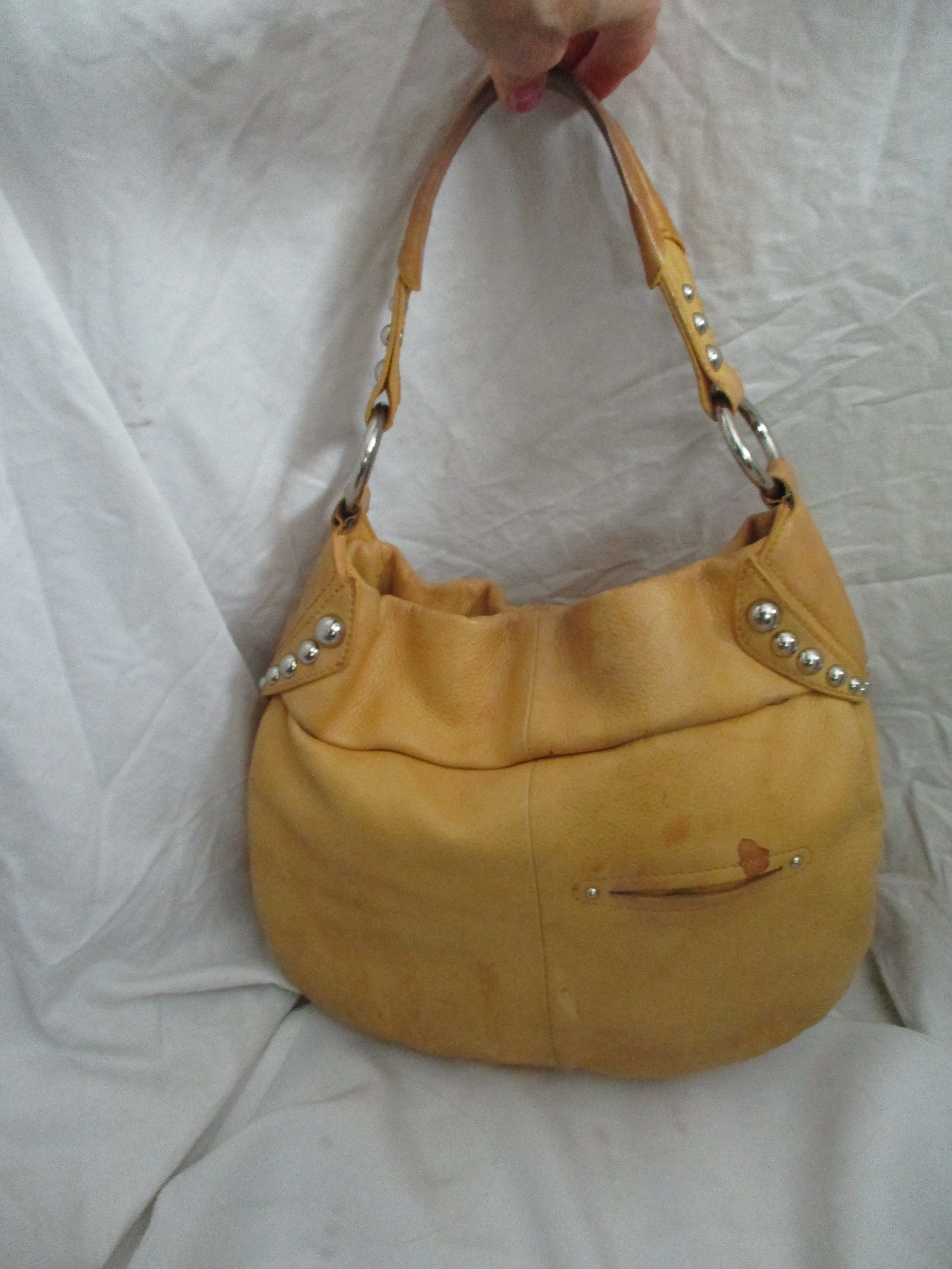 B. MAKOWSKY Leather HOBO satchel shoulder bag DIJON YELLOW