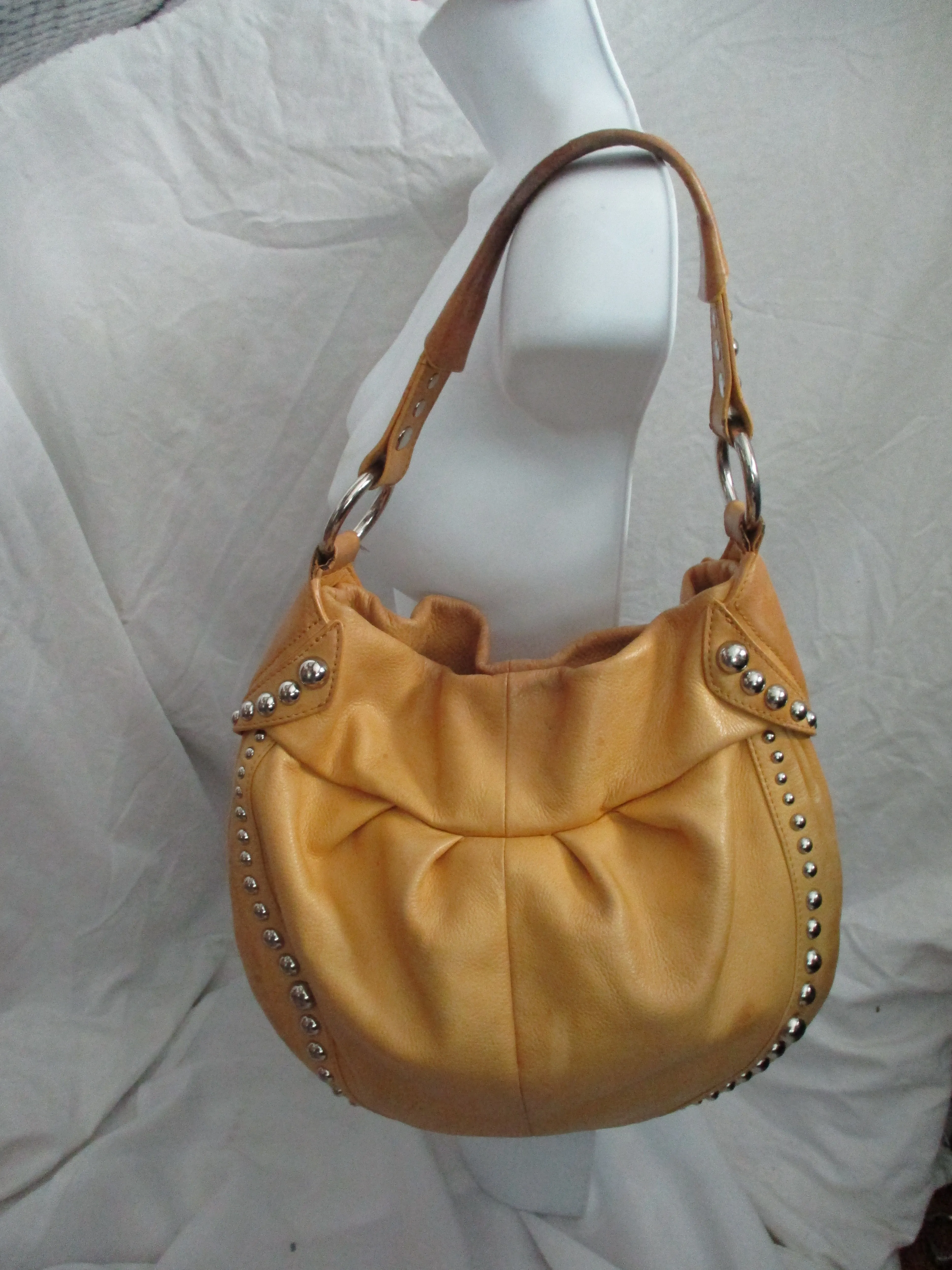 B. MAKOWSKY Leather HOBO satchel shoulder bag DIJON YELLOW