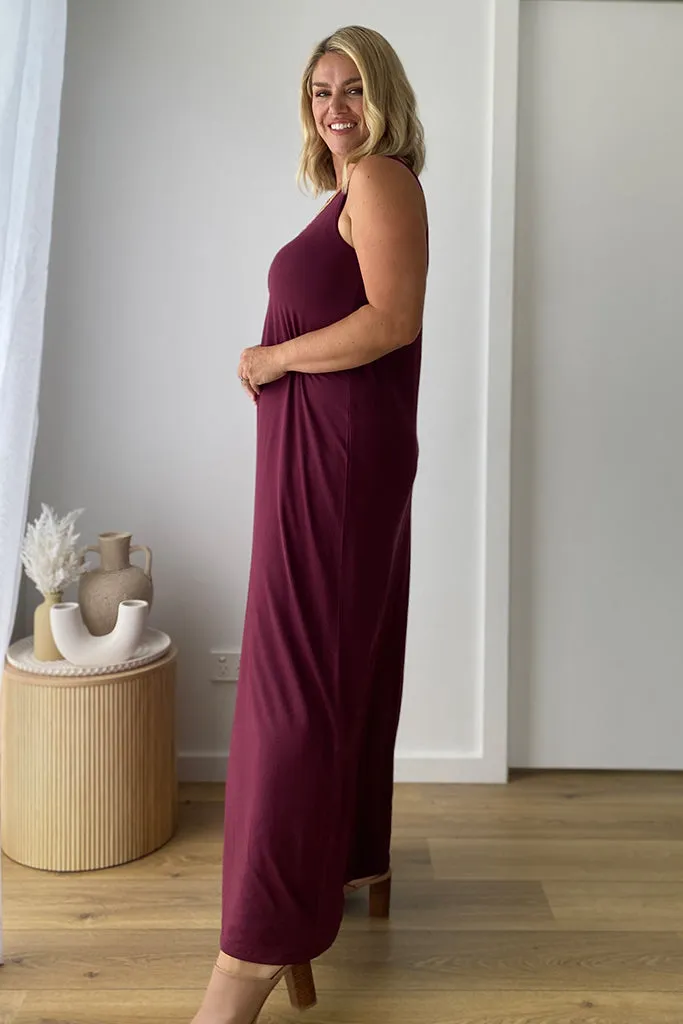 Bamboo Maxi Dress - Burgundy