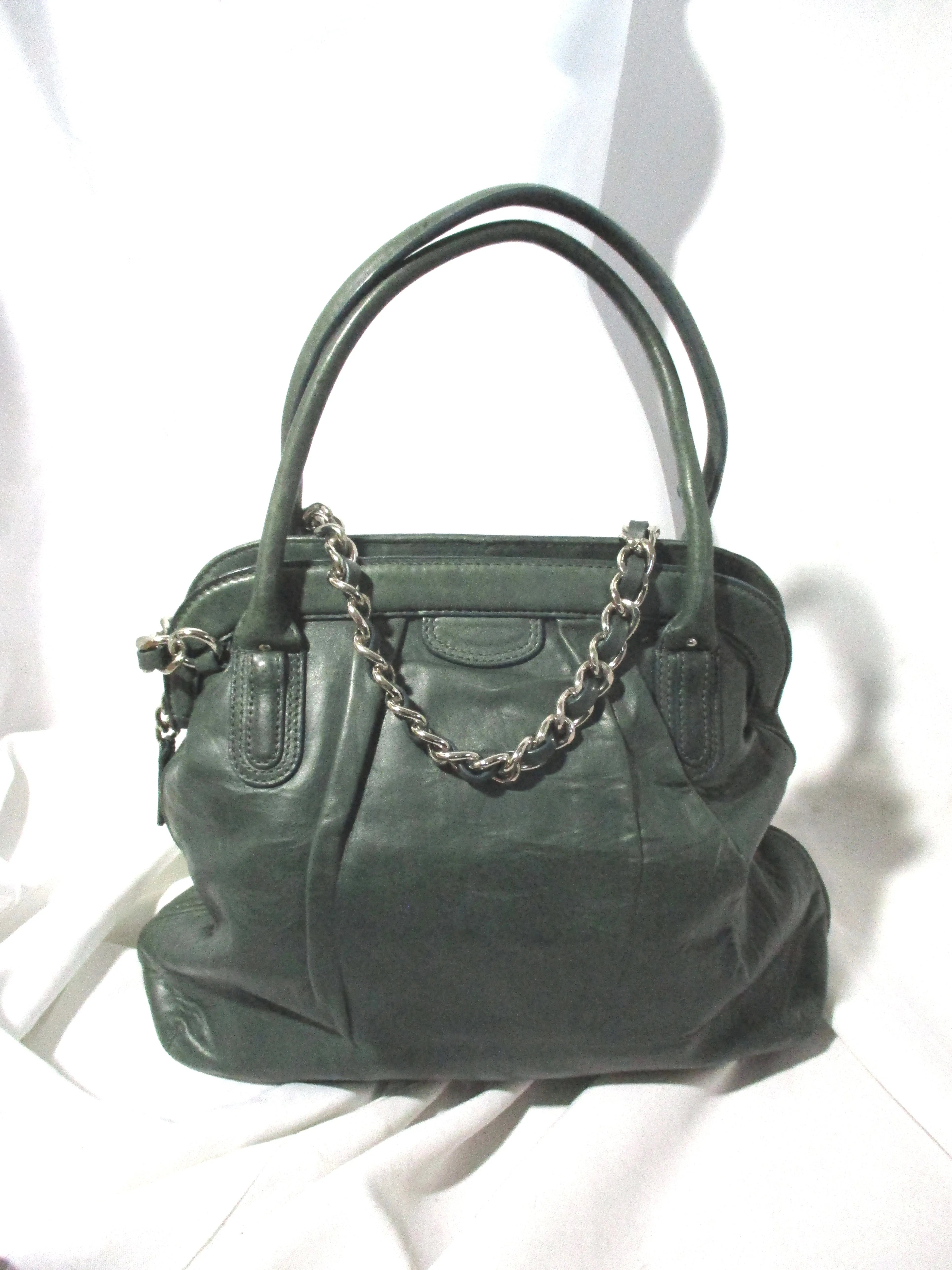 BANANA REPUBLIC Leather Shoulder Bag Handbag Satchel Hobo Purse Boho Convertible GREEN