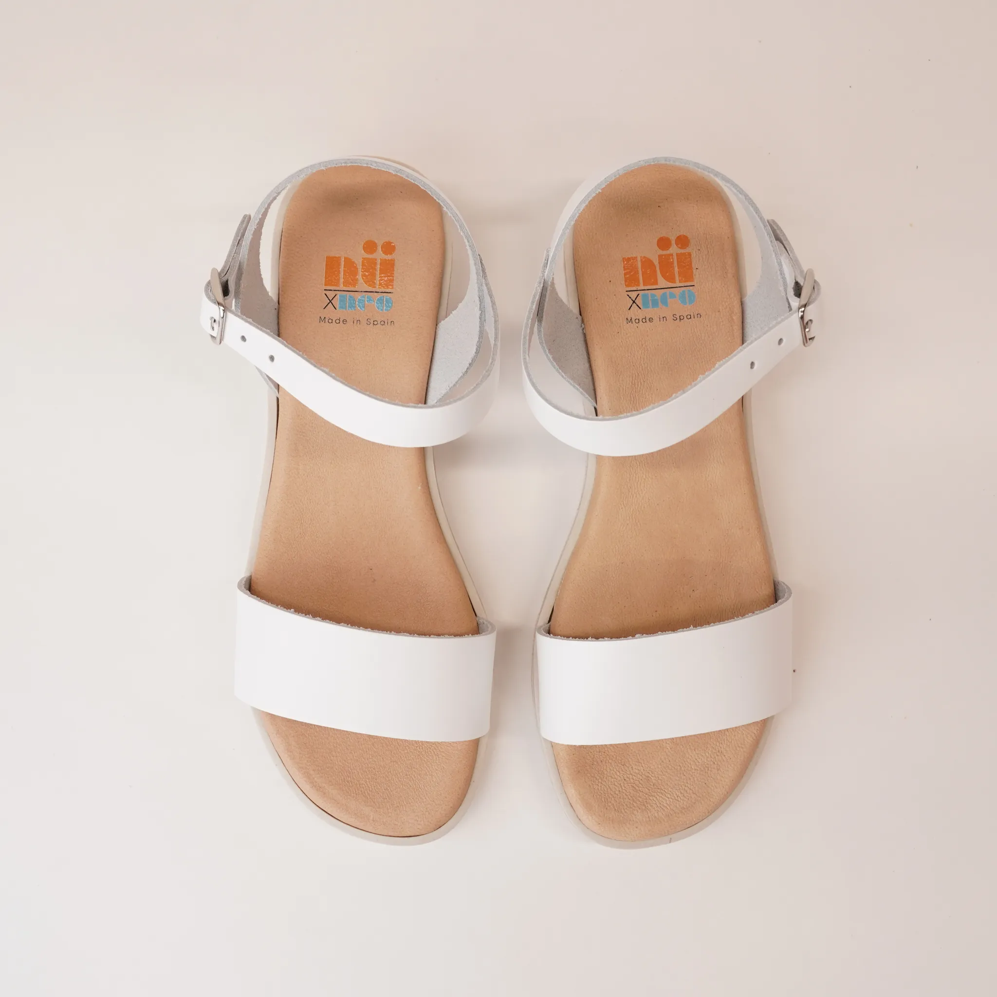 Bella White Leather Sandals