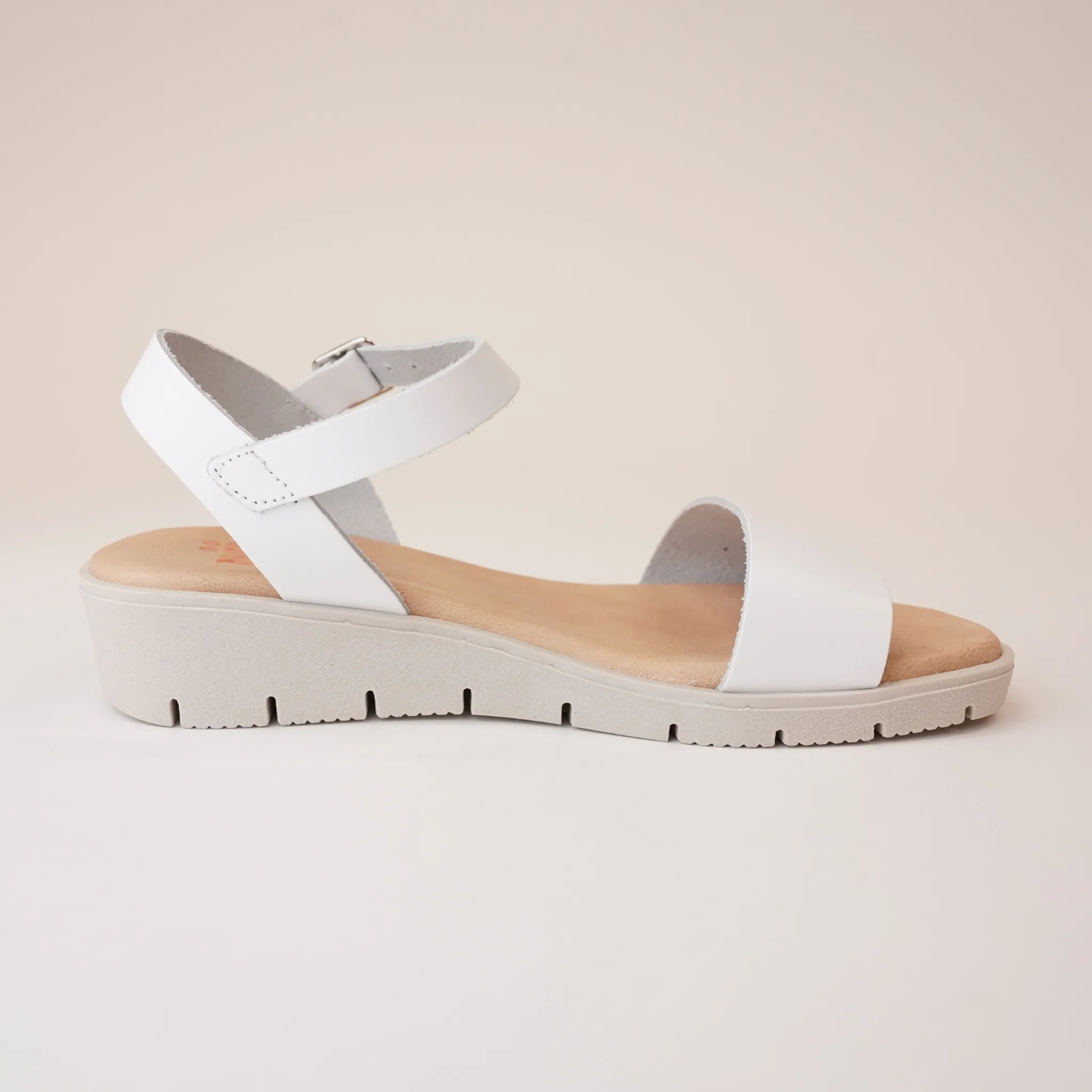 Bella White Leather Sandals