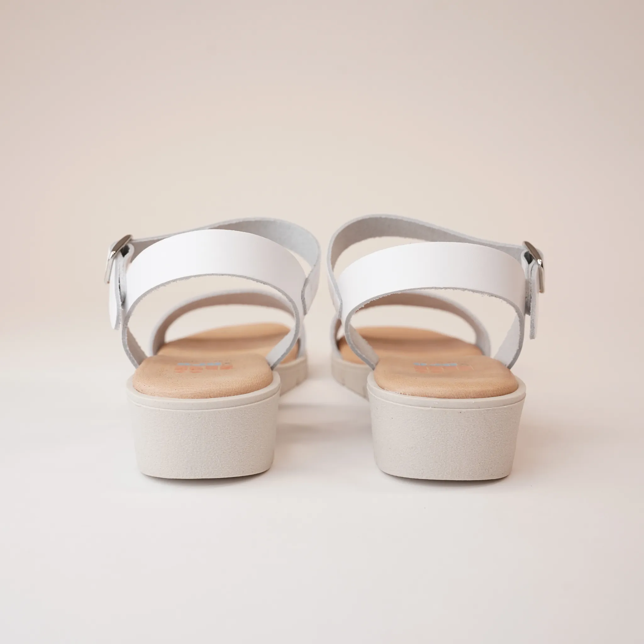 Bella White Leather Sandals