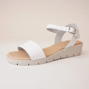 Bella White Leather Sandals