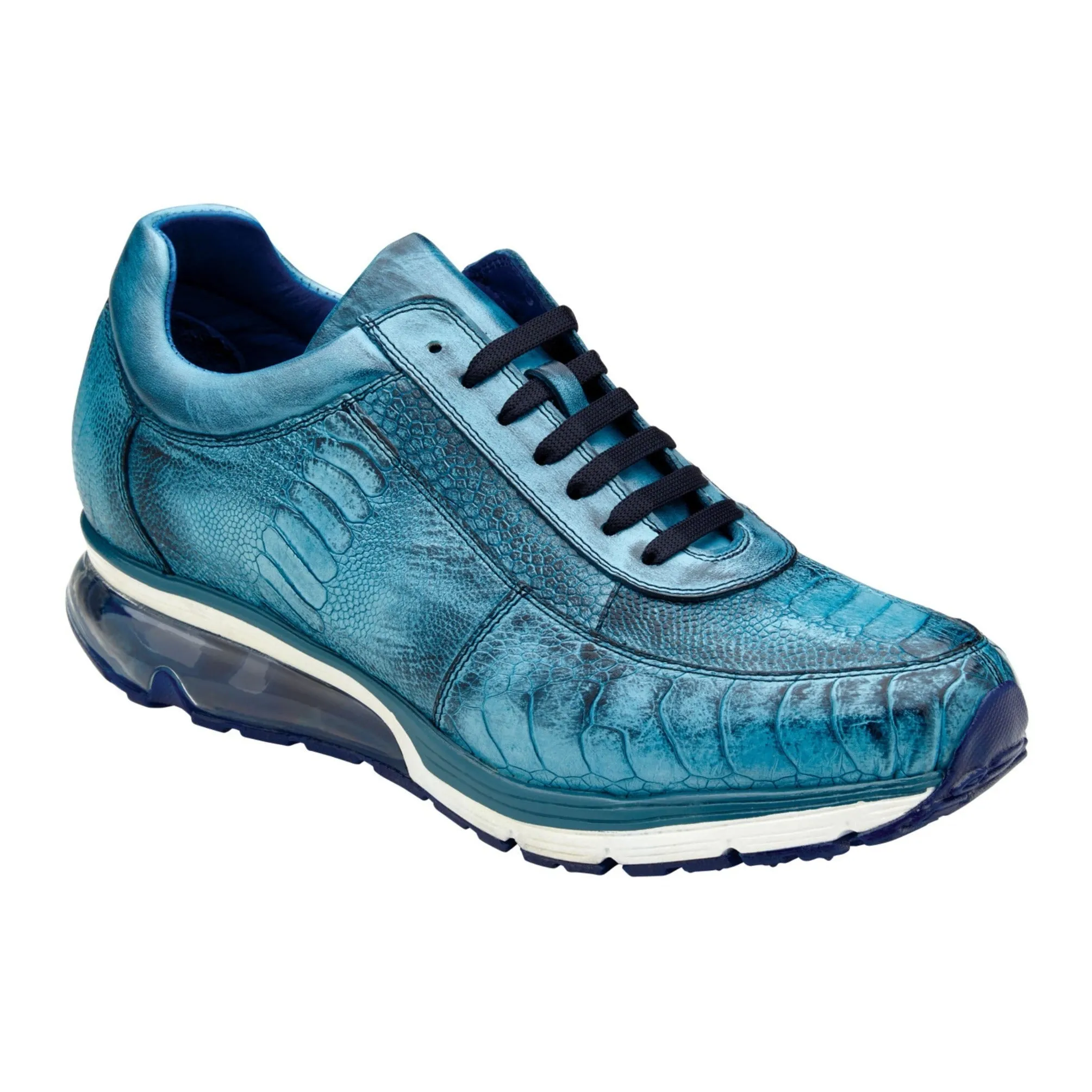 Belvedere Todd in Antique Ocean Blue Genuine Ostrich Sneakers