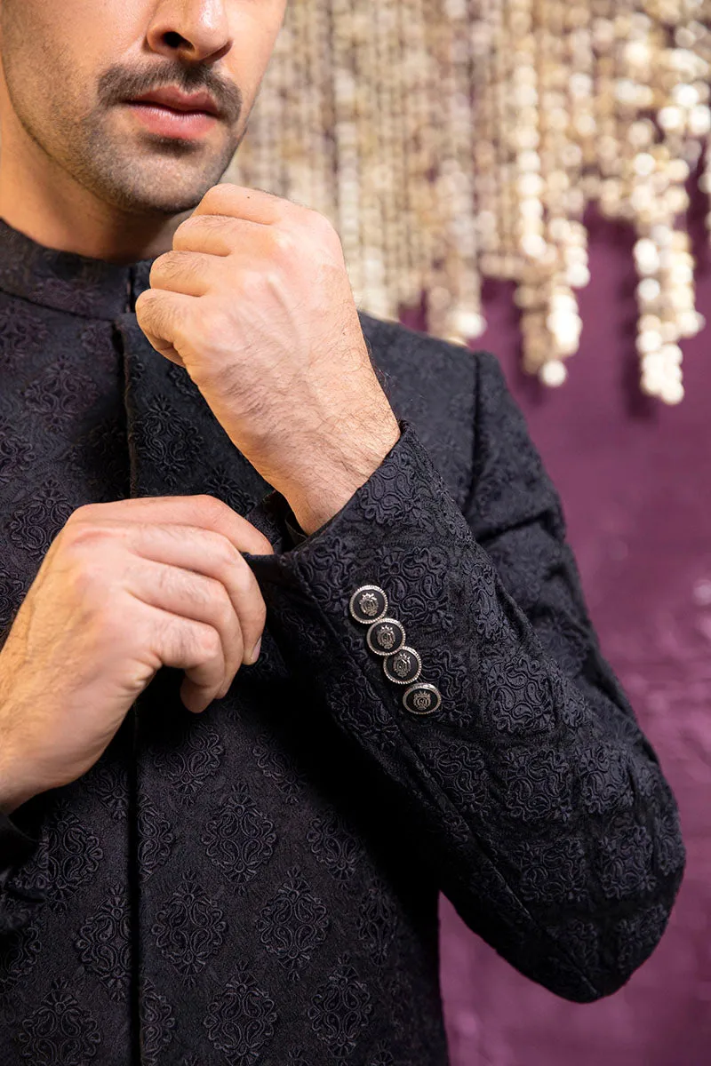 BLACK JAMAWAR SHERWANI