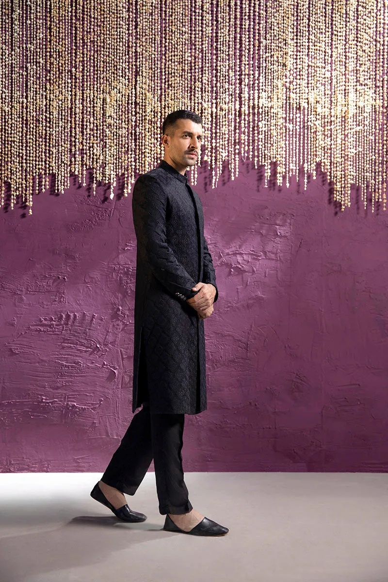 BLACK JAMAWAR SHERWANI