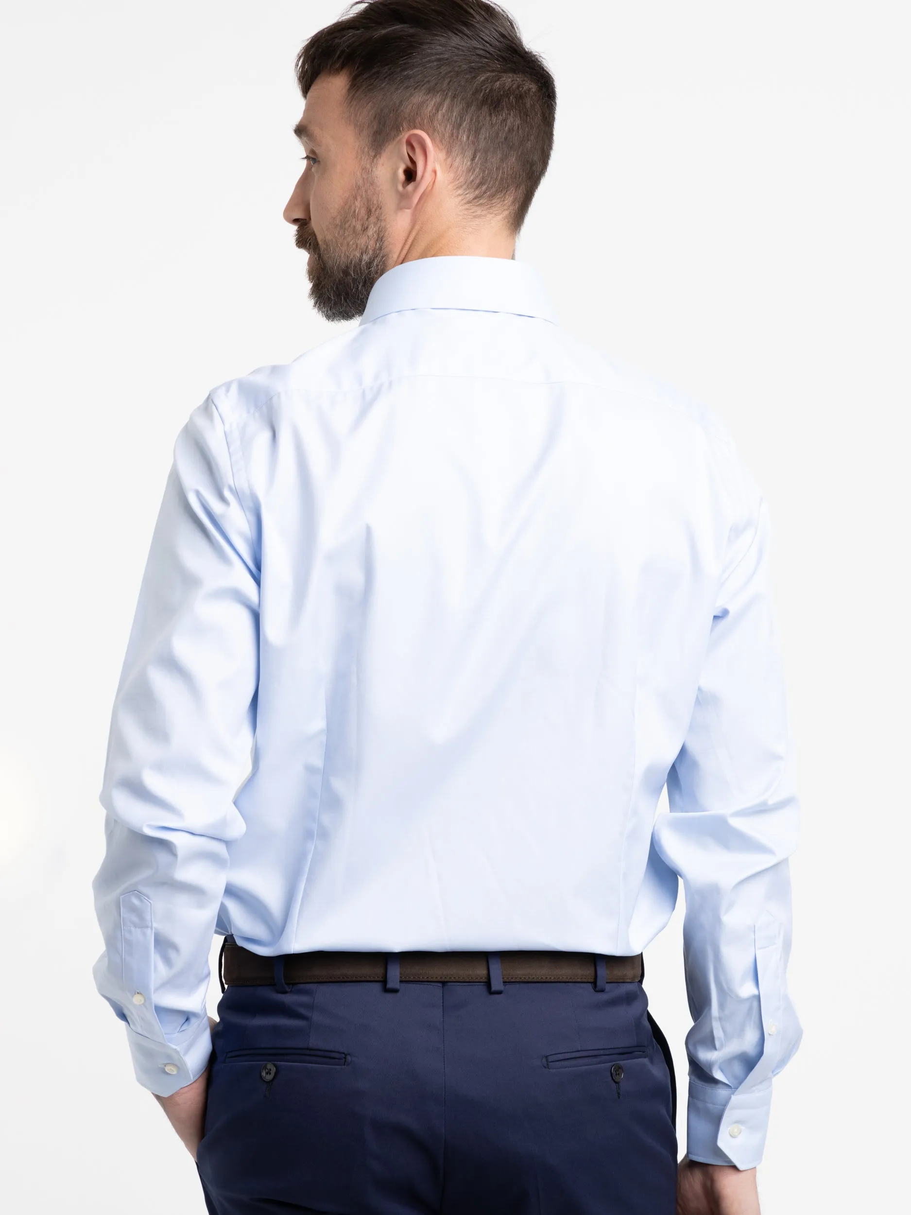 Blue Fitted Body Dress Shirt