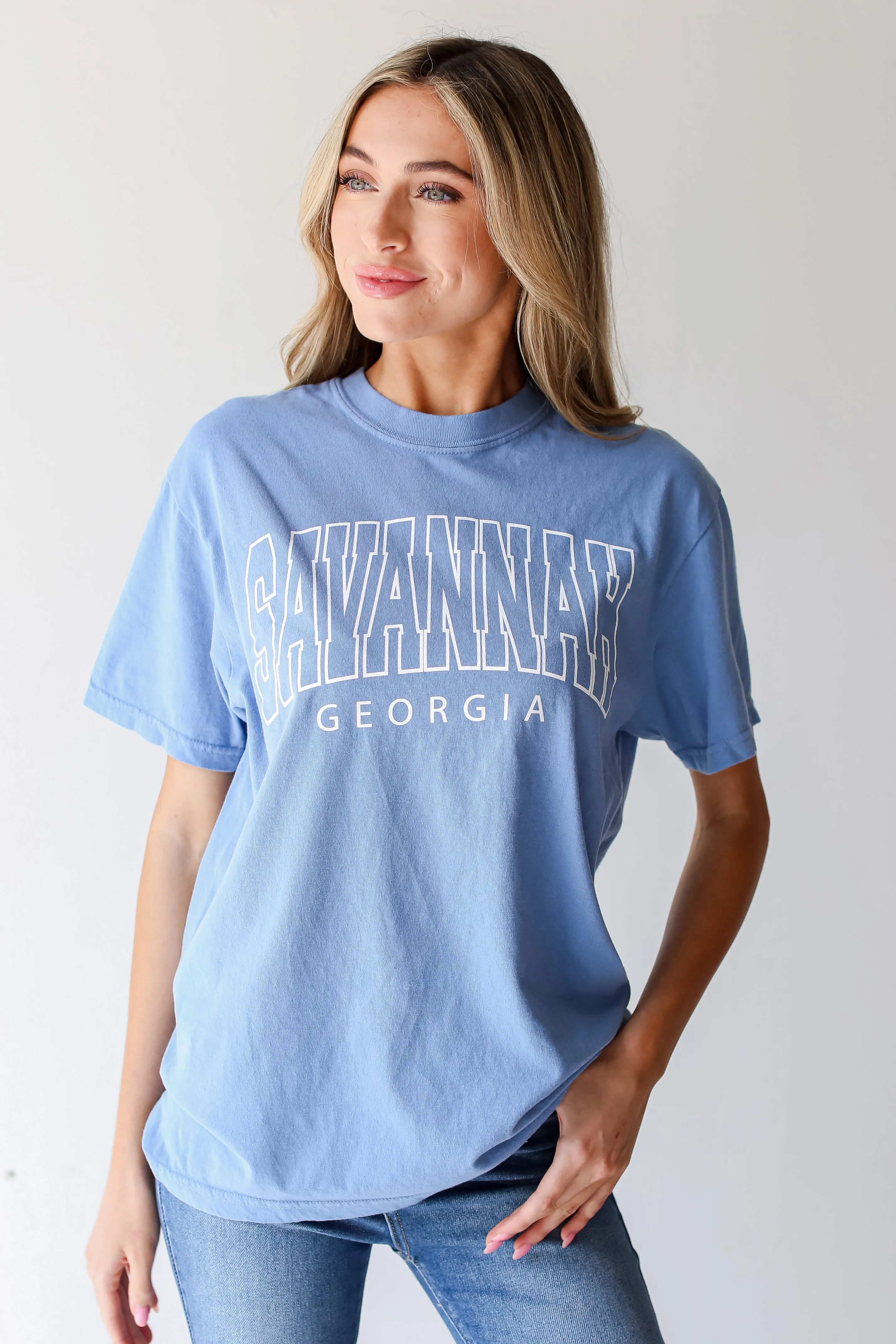 Blue Savannah Georgia Block Letter Tee