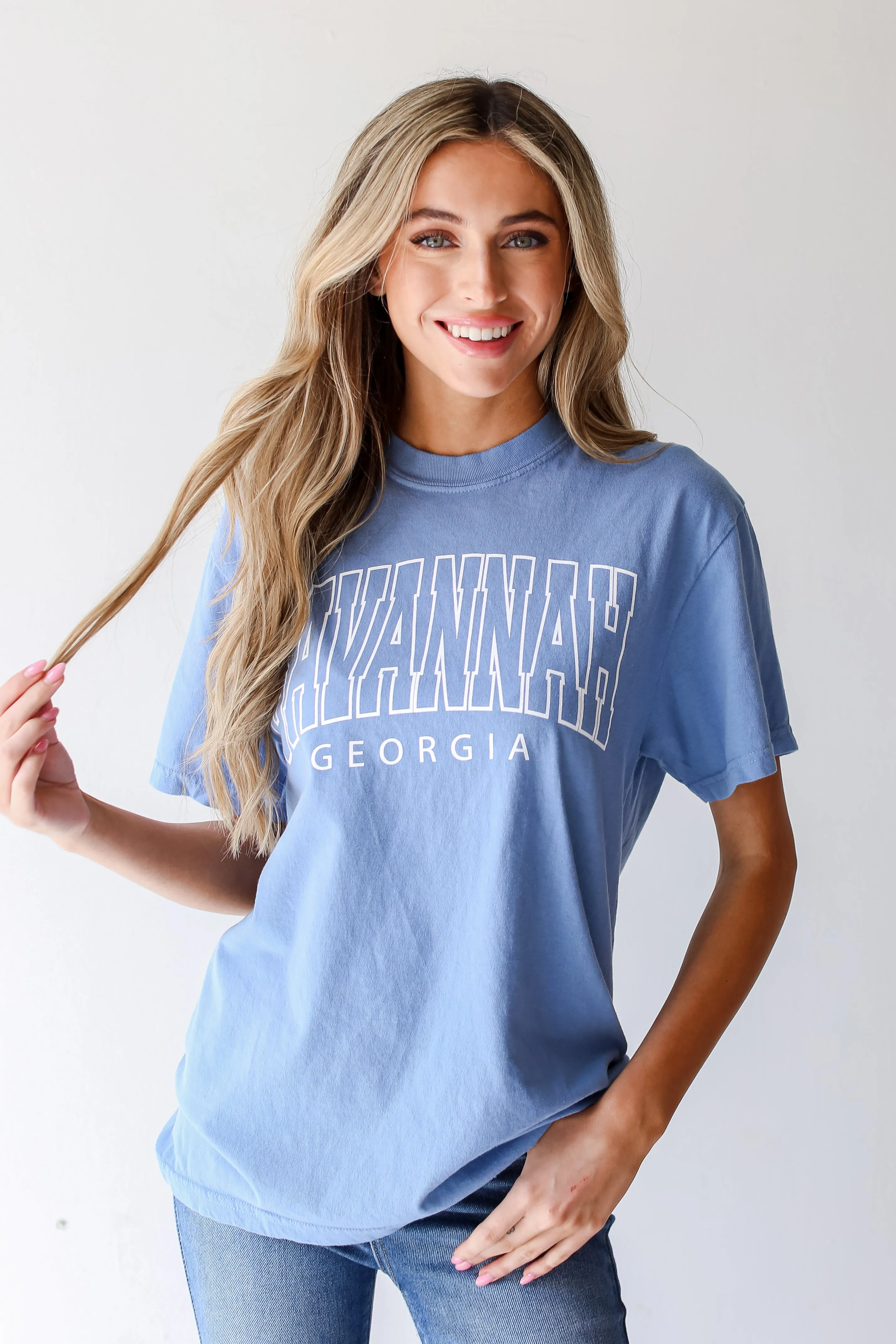 Blue Savannah Georgia Block Letter Tee