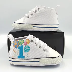 Boys First Birthday Print Baby Bump Shoes