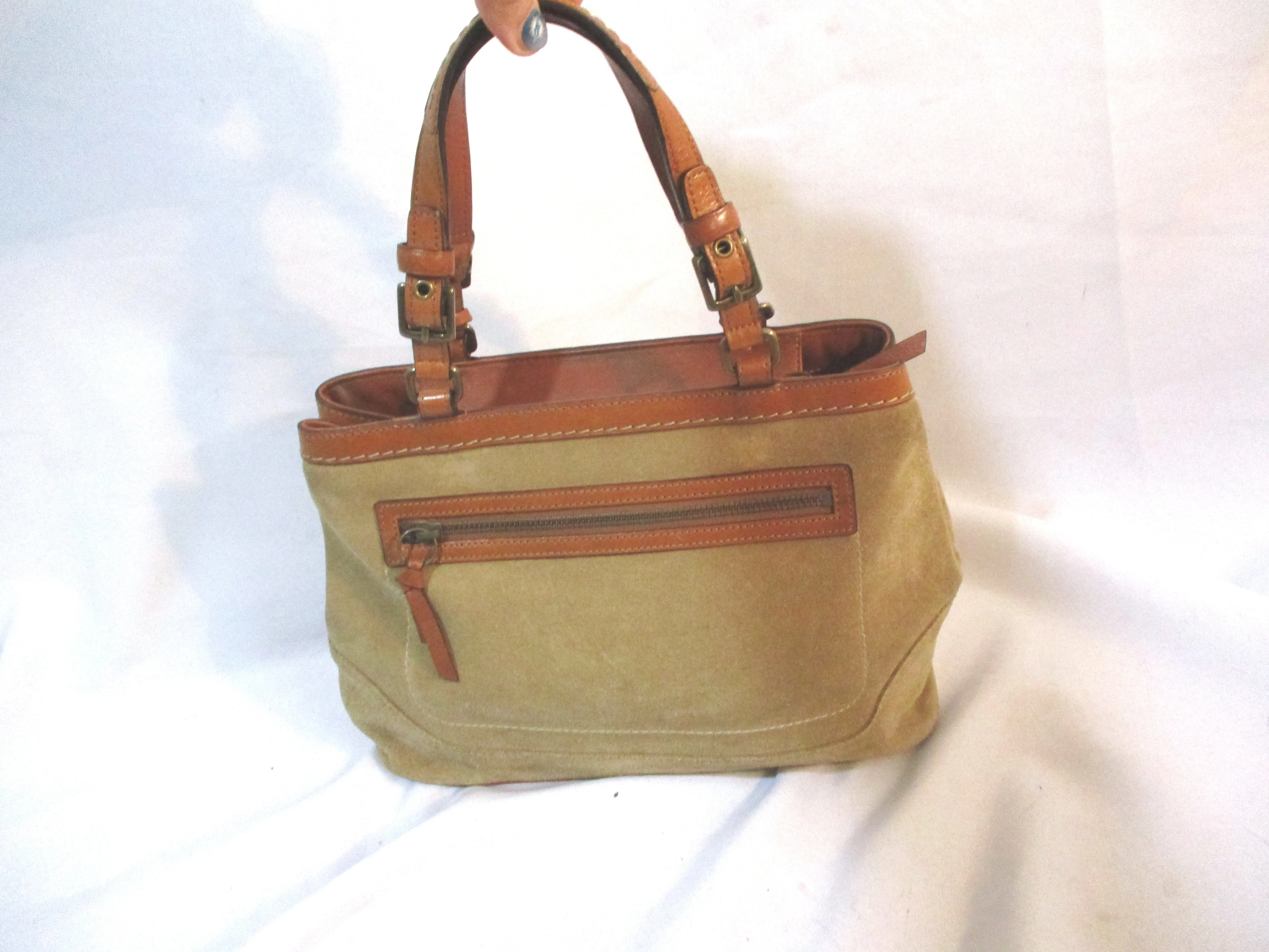 COACH 7476 HAMPTON TASSEL Tote Shoulder Bag Purse CAMEL