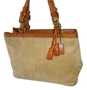 COACH 7476 HAMPTON TASSEL Tote Shoulder Bag Purse CAMEL