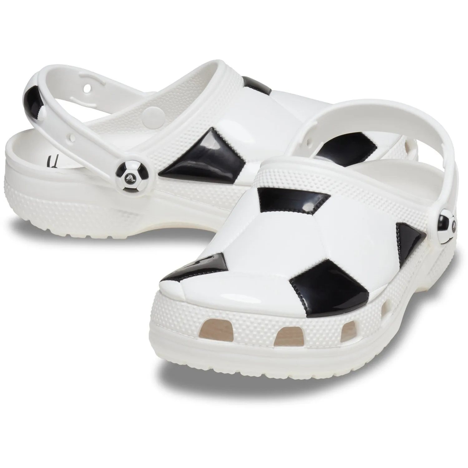 Crocs White/Black Classic Soccer Ball Clog