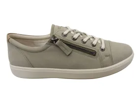 ECCO Womens Comfortable Leather Soft 7 Side Zip Sneakers Shoes