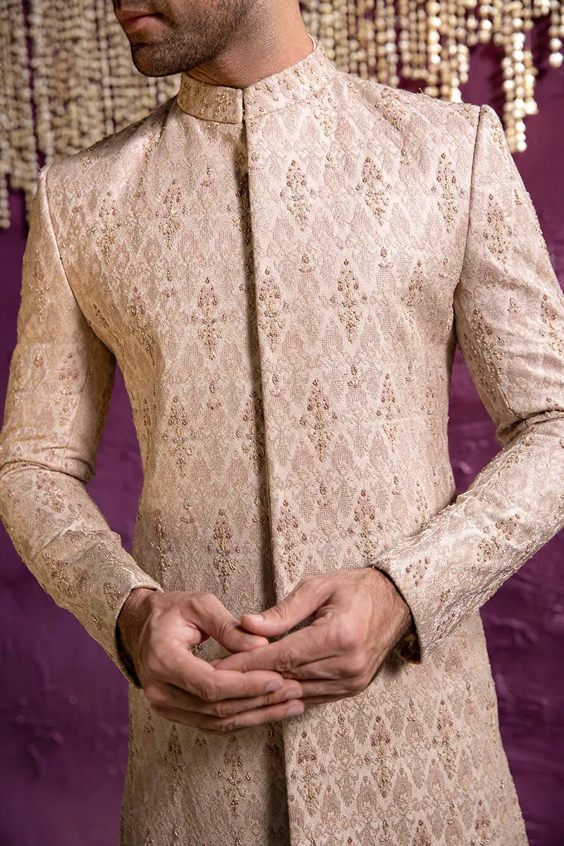 EMBROIDERED BEIGE SHERWANI