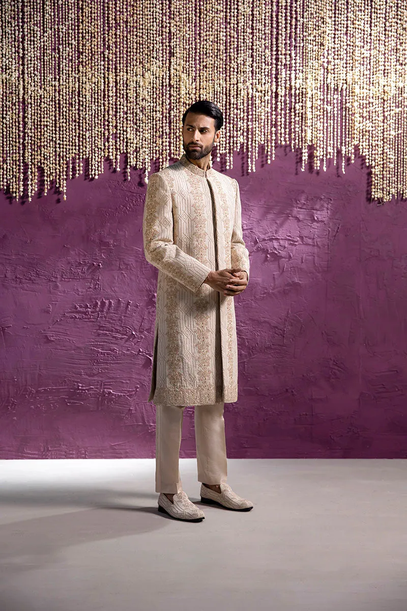 EMBROIDERED BEIGE SHERWANI