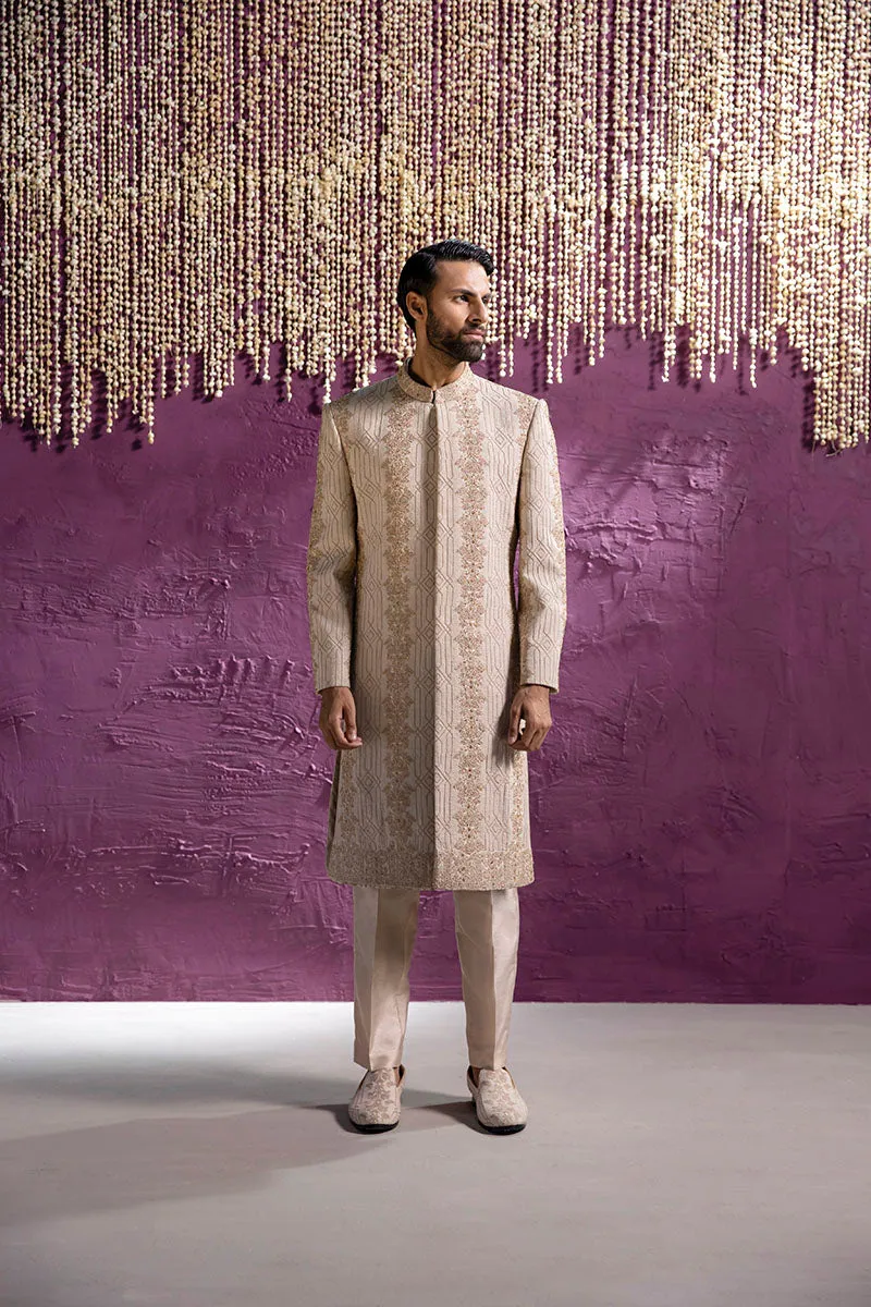 EMBROIDERED BEIGE SHERWANI