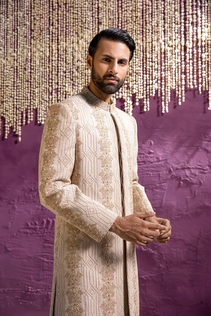 EMBROIDERED BEIGE SHERWANI