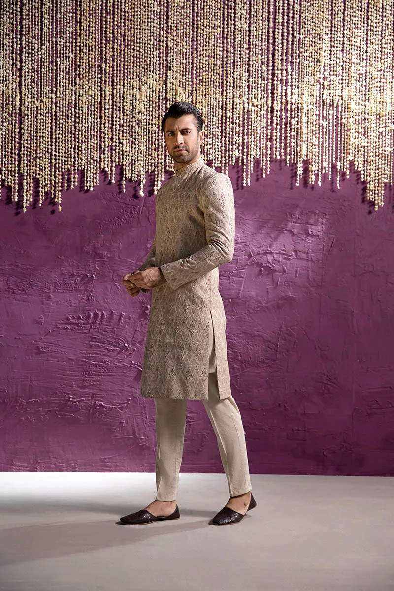 EMBROIDERED BEIGE SHERWANI