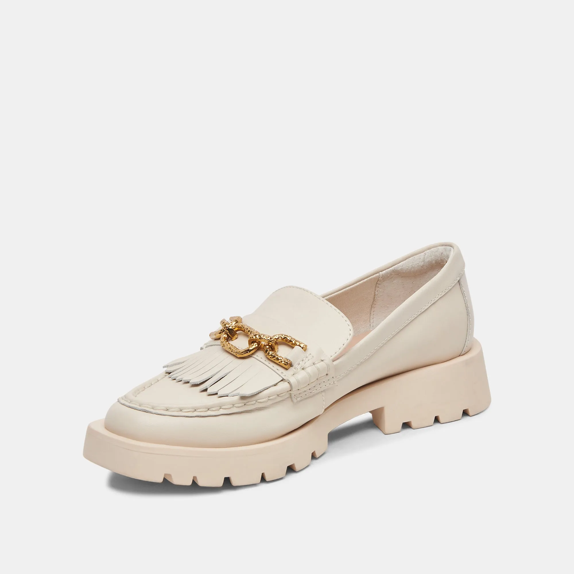 ERNA WIDE FLATS IVORY LEATHER