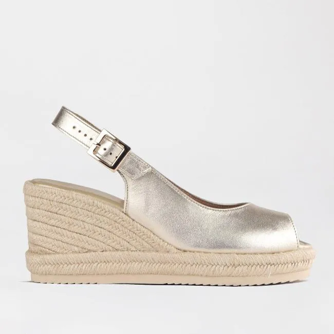 Espadrille Slingback Wedge Sandal in Gold - 12684