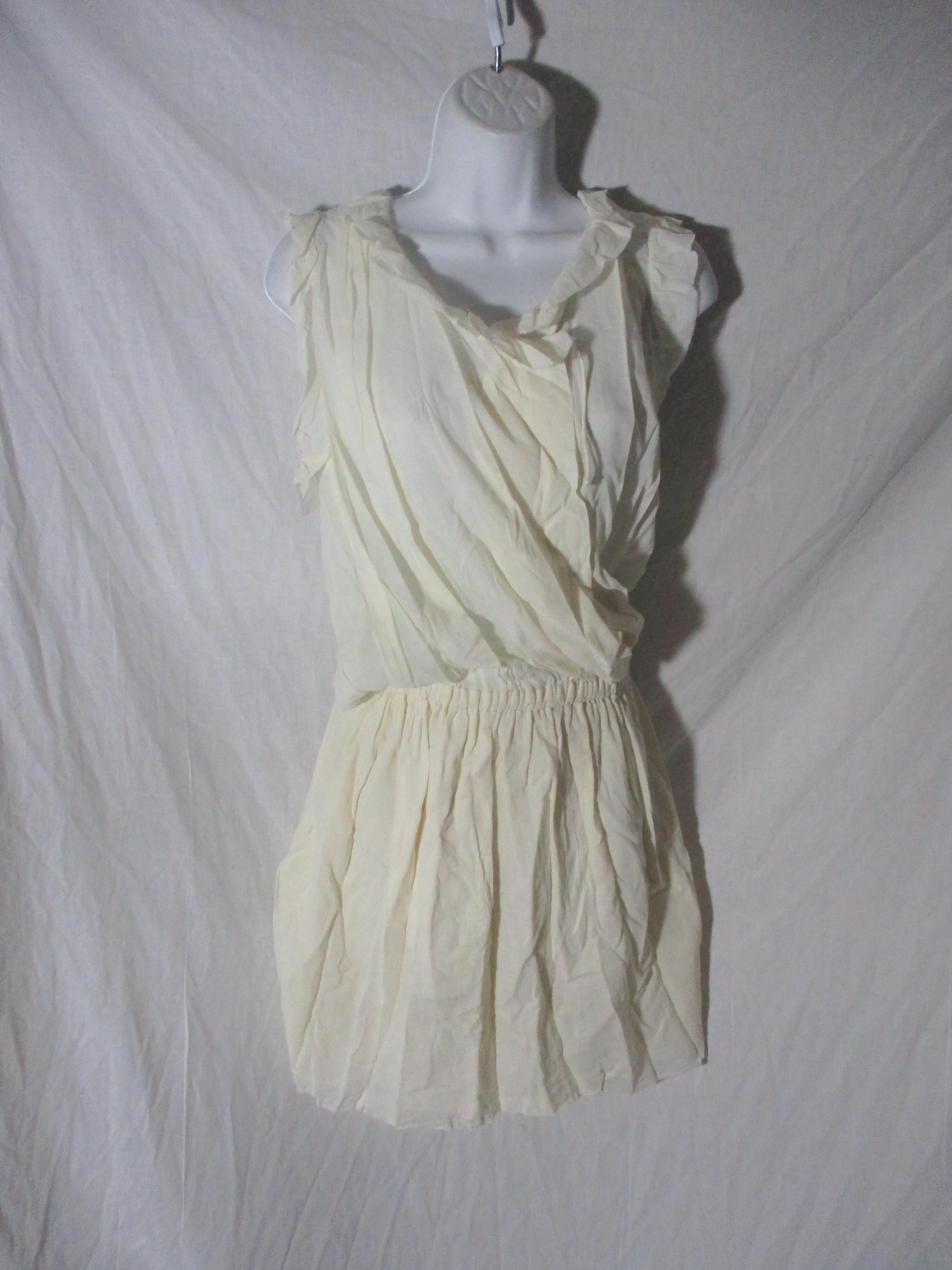 ETOILE ISABEL MARANT Cotten Linen Boho Poet Mini Dress Creme 0 S Peasant