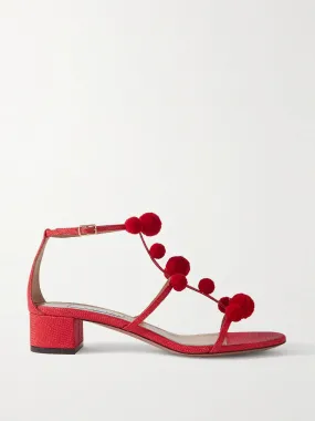 Fiesta 35 pompom-embellished raffia sandals