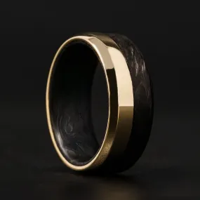 Gold and Forged Carbon Fiber Ring | Forged Carbon Fiber Liner