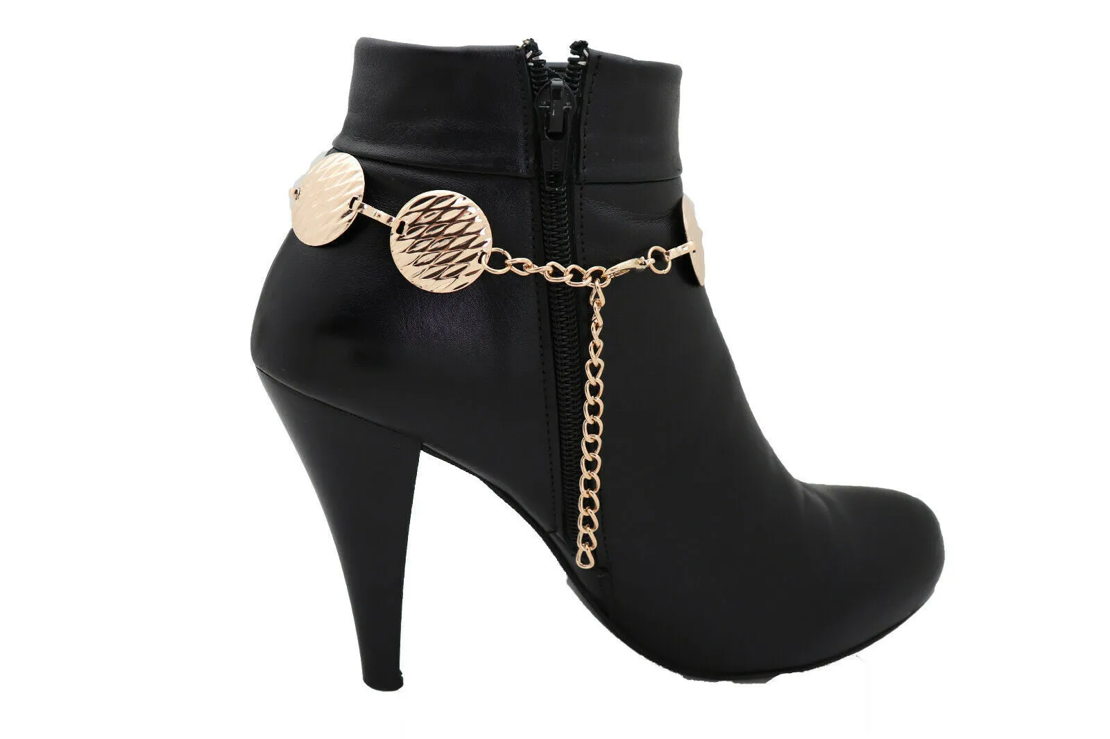 Gold Metal Chain Boot Bracelet Shoe Anklet Circle Charms