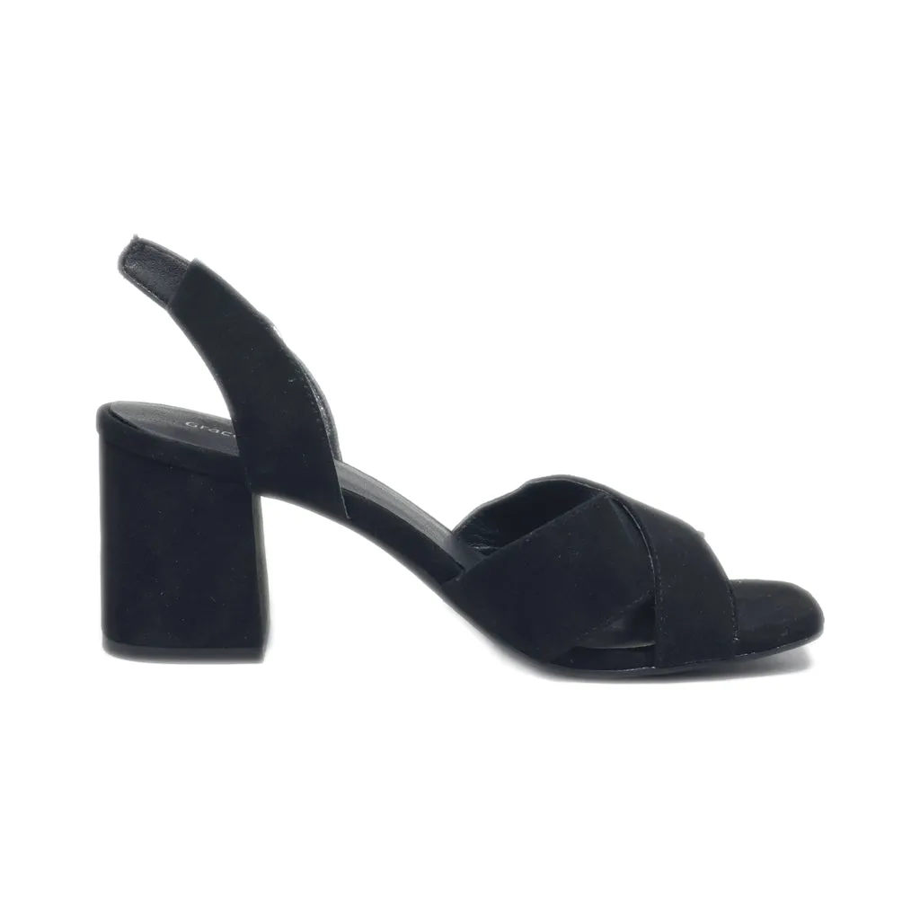 Graceland Mid-Heel Sandals Leather Black Colour For Women