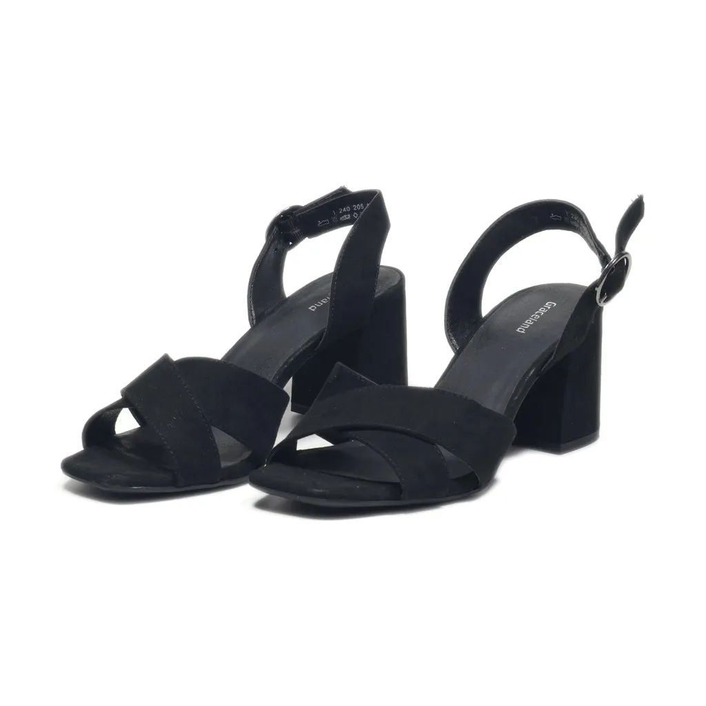 Graceland Mid-Heel Sandals Leather Black Colour For Women