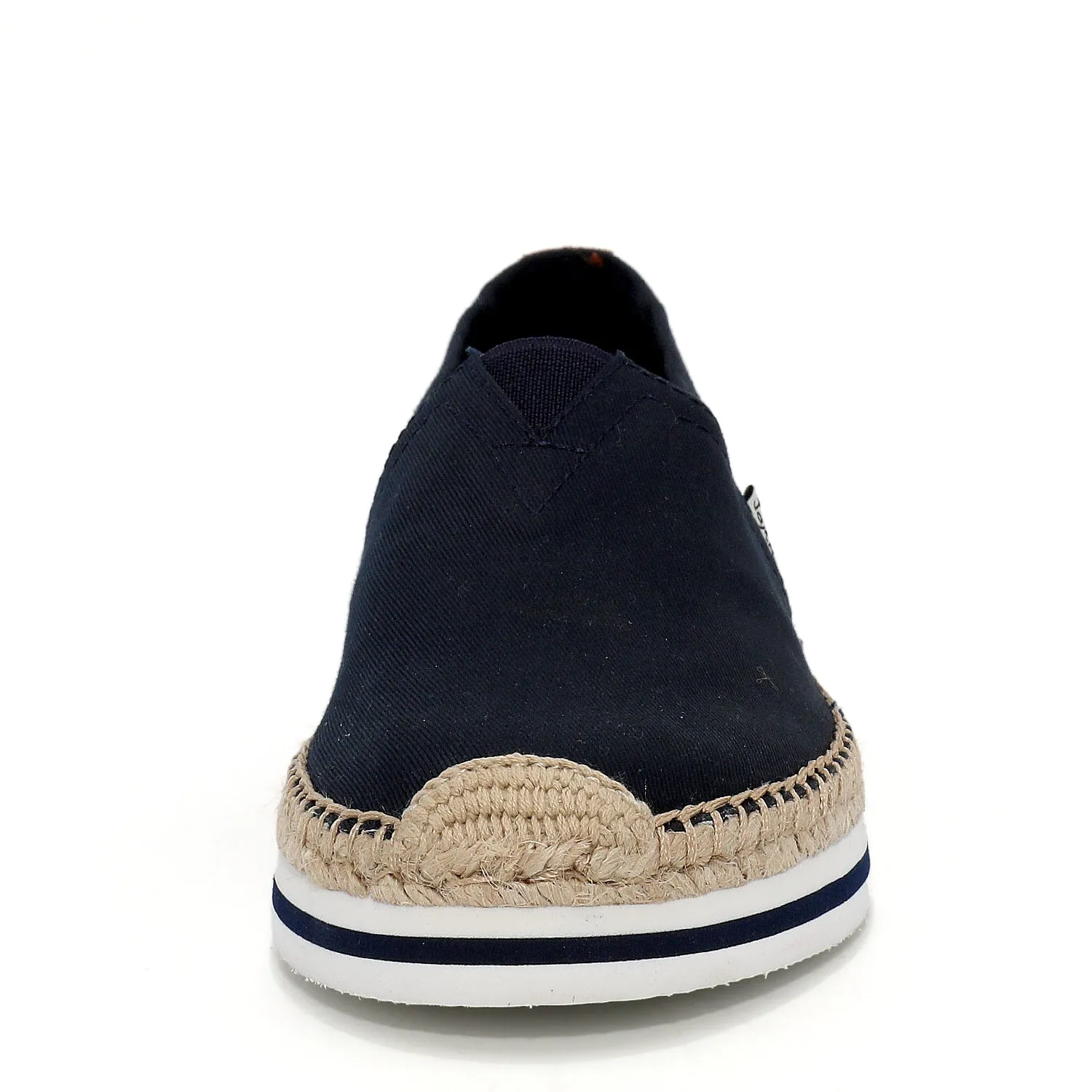 Handmade Women’s Slip-On Espadrille Fabric Loafers Platform in Navy-A51396W