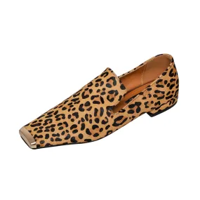 Hiba Square Toe Leopard Flats