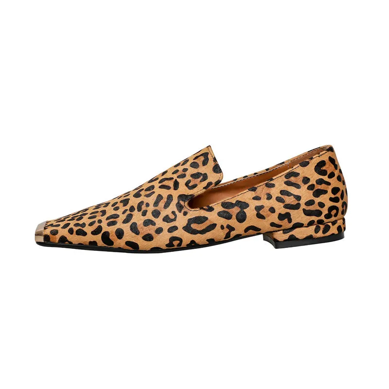 Hiba Square Toe Leopard Flats