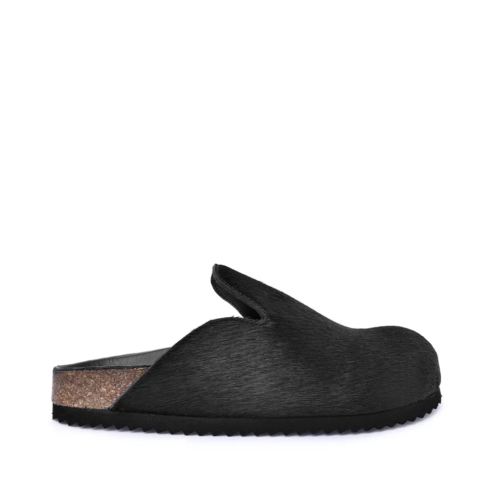 Kibo Black Pony Hair Mules