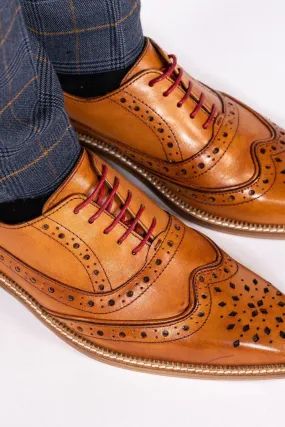 Larkin Mid Tan Leather Brogue Shoe