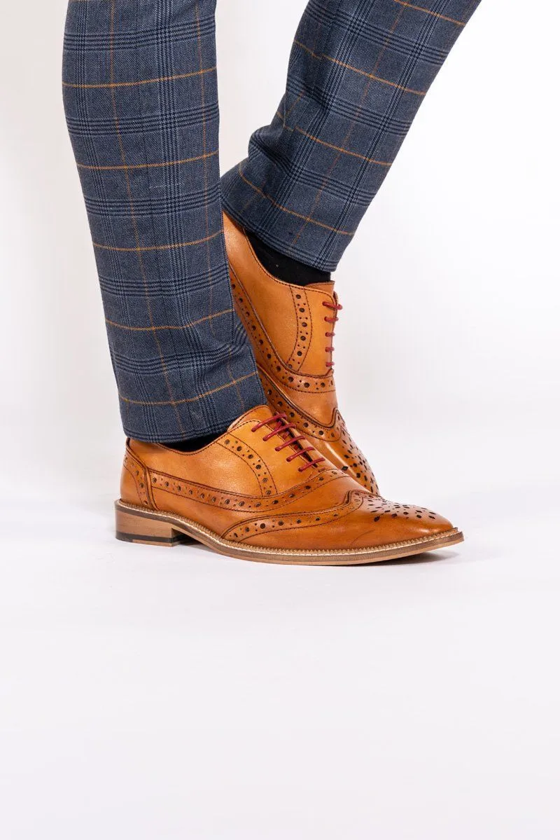 Larkin Mid Tan Leather Brogue Shoe