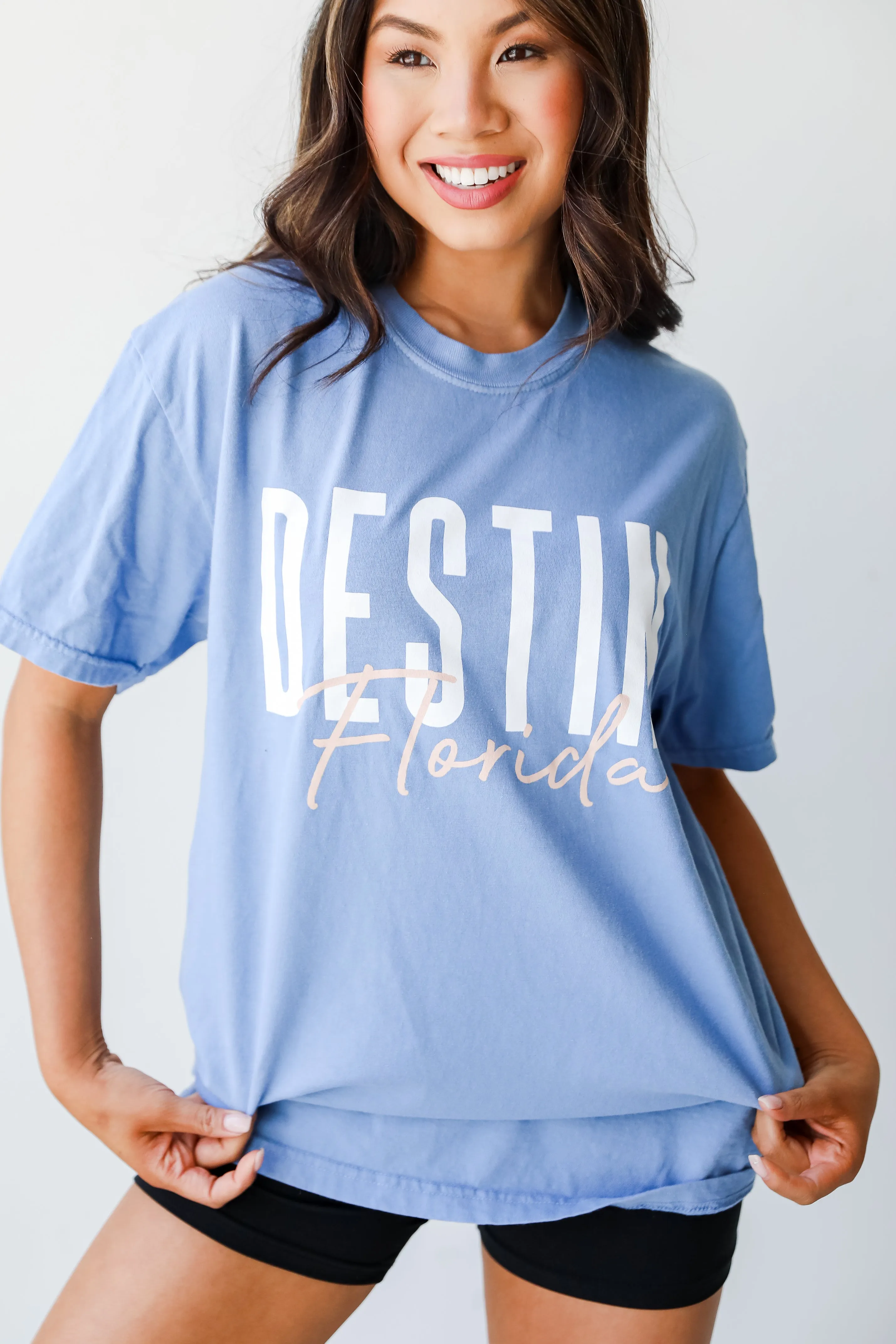 Light Blue Destin Florida Script Tee