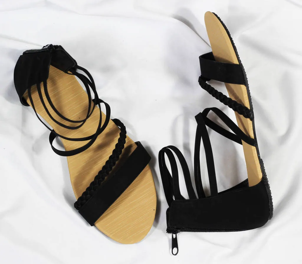 LKSH004 - Suedette Flat Sandals