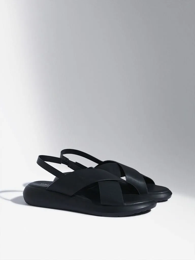 LUNA BLU Black Cross-Strap Sandals