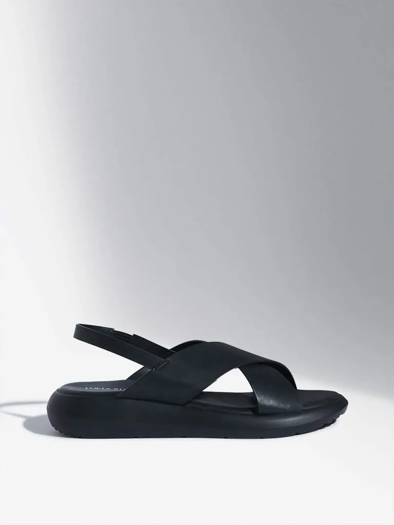 LUNA BLU Black Cross-Strap Sandals