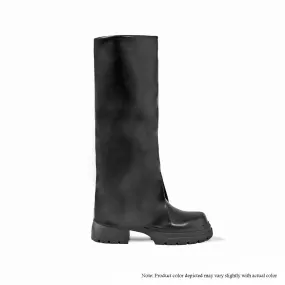 MCCRAY-1 ZIPPER BOOTS W/ FOLD UPPER - BLACK