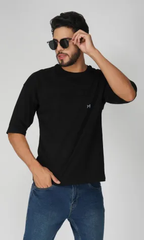 Mebadass Cotton Men's OverSized/Baggy Dropshoulder T-shirts - Black